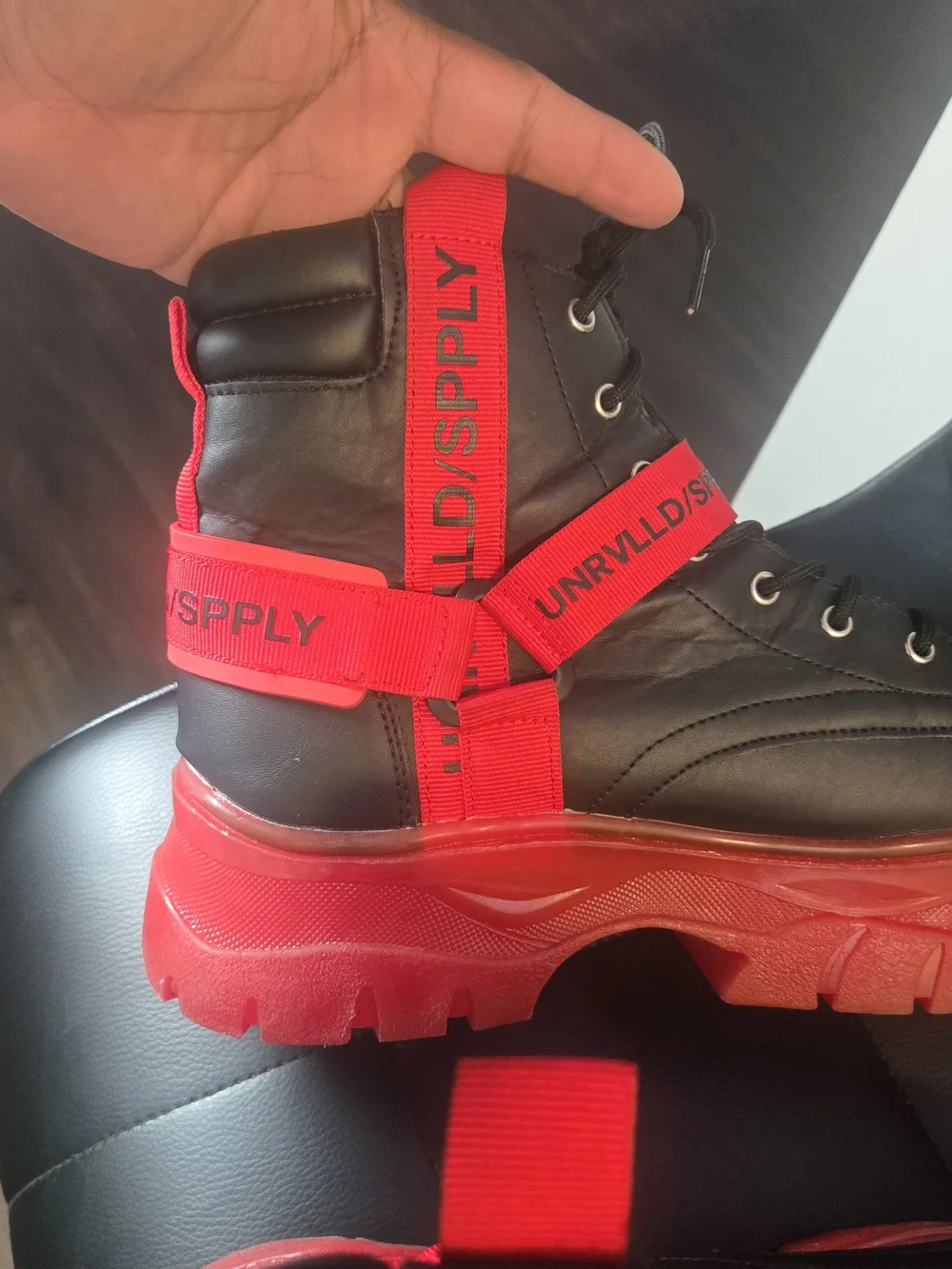 ASOS Black and Red Platform Combat Boots